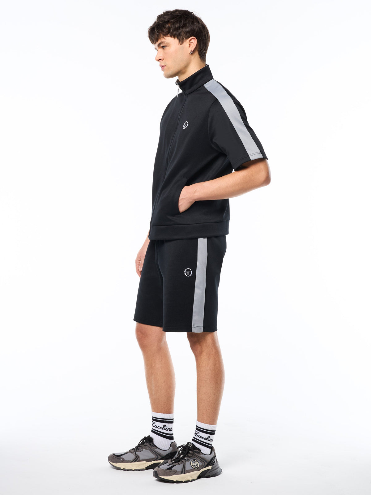 Viscotti Short Sleeve Track Jacket-Black Beauty