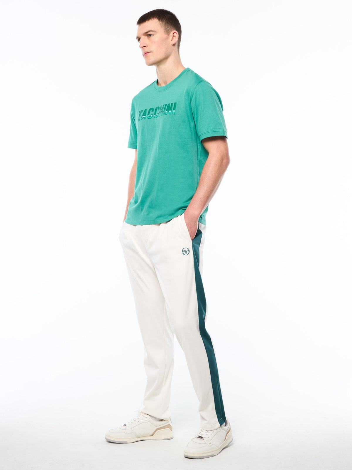 Strisce T-Shirt-Bottle Green