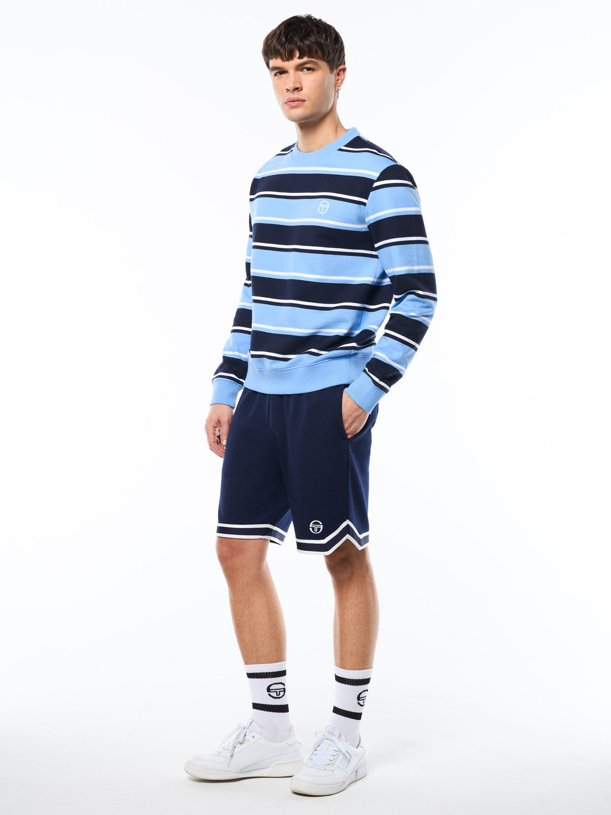 Strisce Stripe Crewneck-Maritime Blue