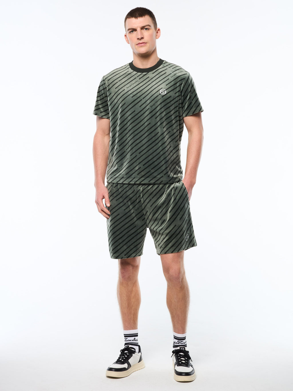 Obliquo Velour T-Shirt-Agave Green