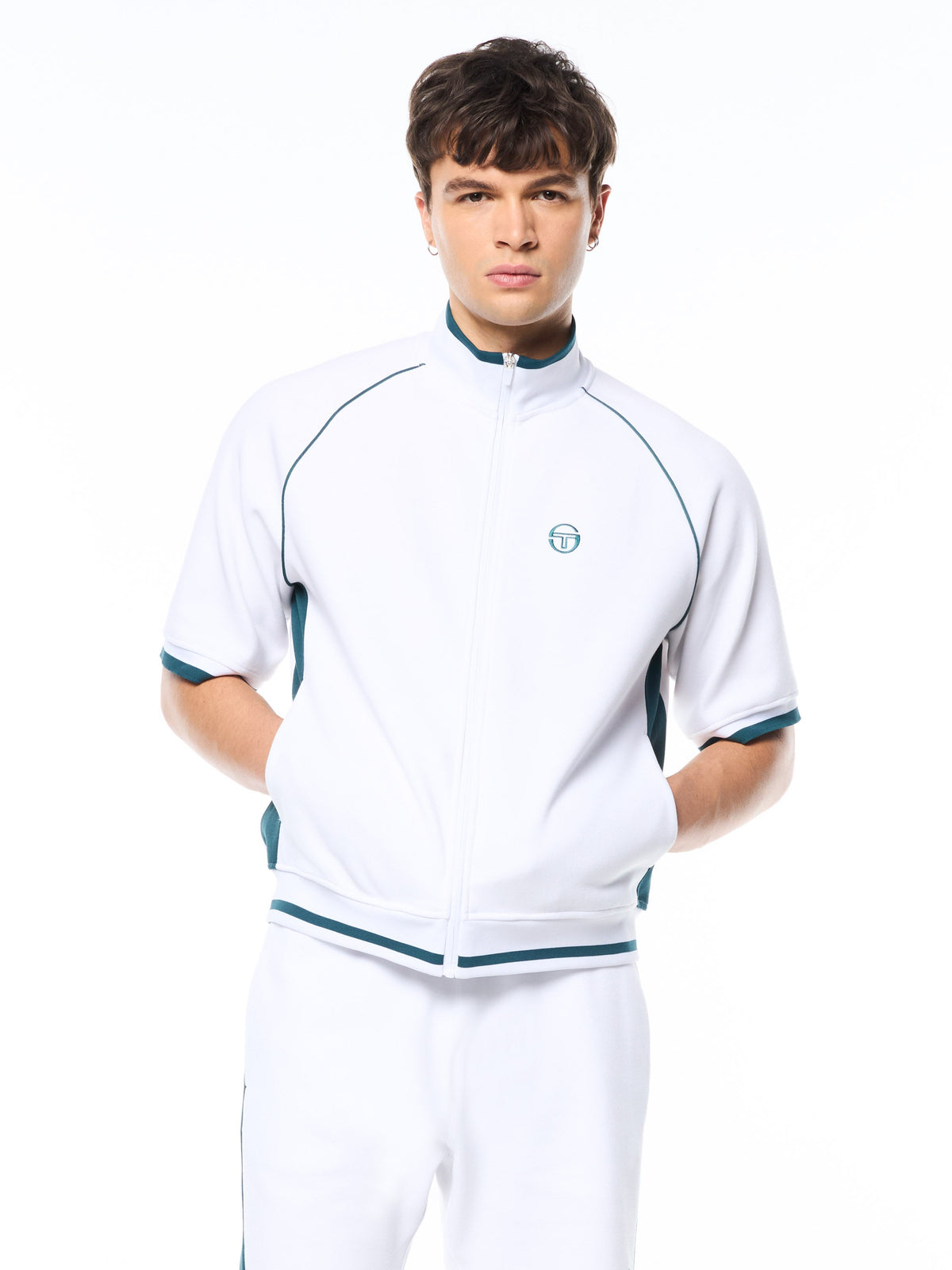 Pannello Short Sleeve Track Jacket-Brilliant White