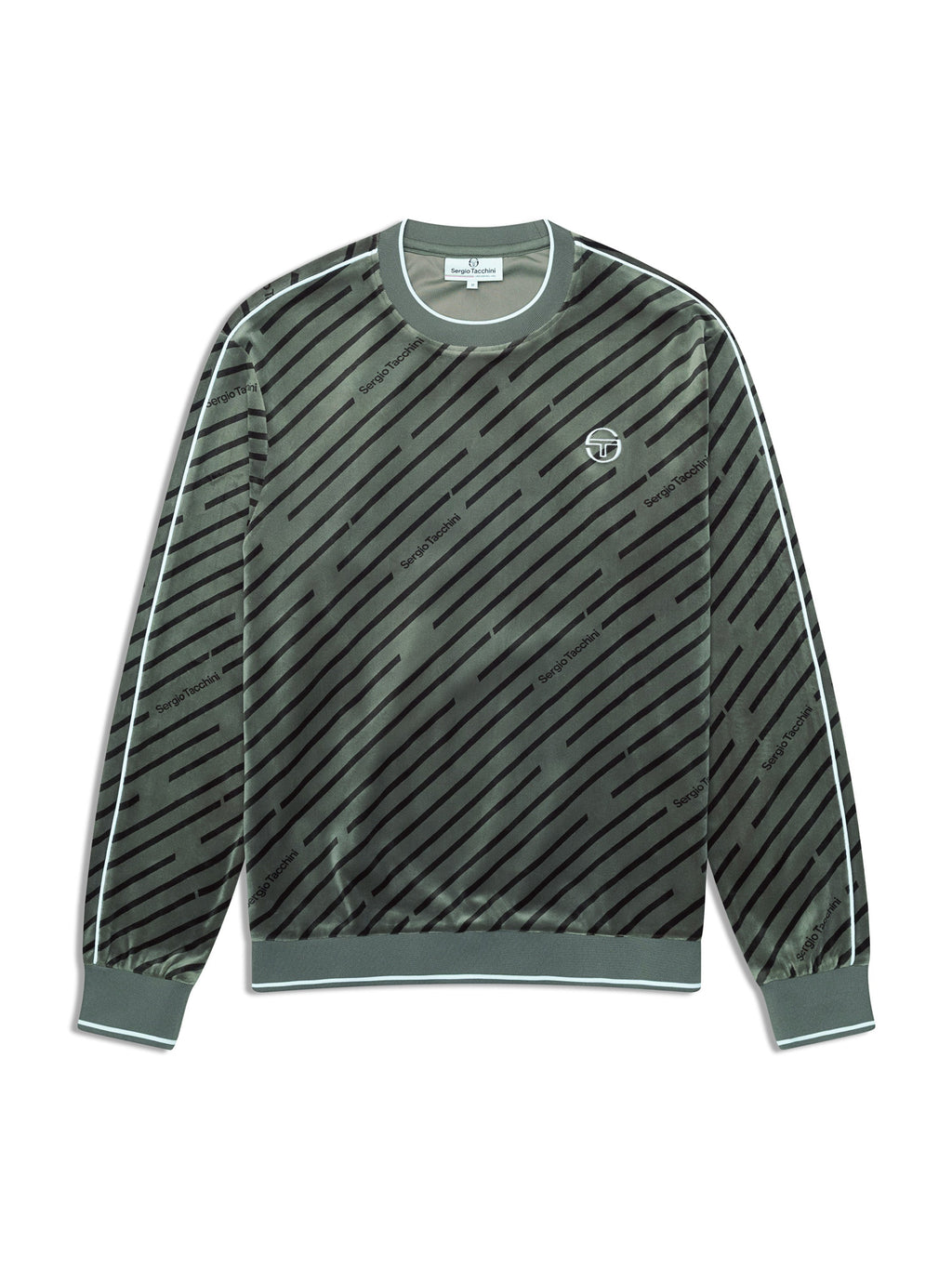 Obliquo Velour Crewneck-Agave Green